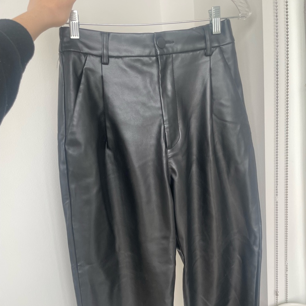 Faux leather Zara parachute pants or joggers! Cute summer bottoms vacation sexy